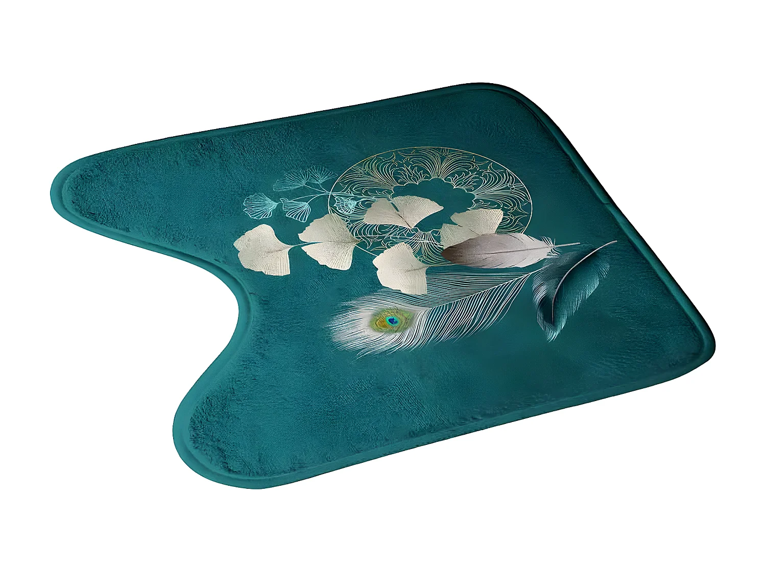 Tapis Contour WC Imprimé "Ginkoblue" 45x45cm Vert