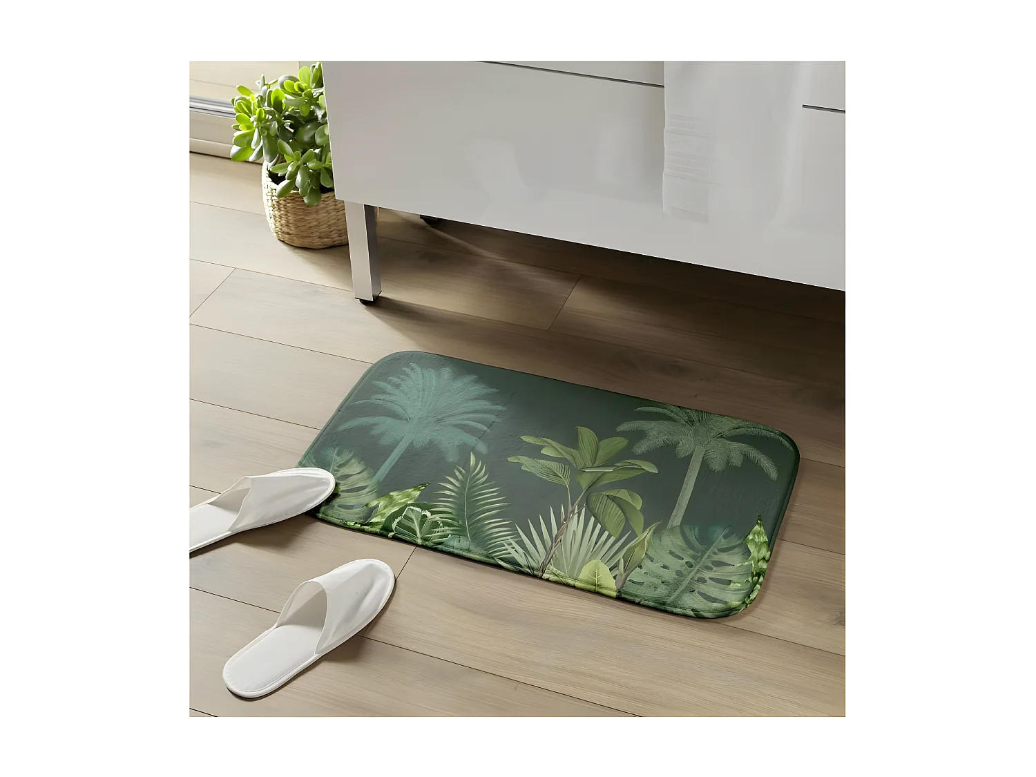 Tapis de Bain Imprimé "Vagabonde" 45x75cm Kaki