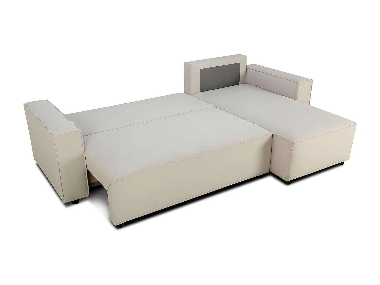 Canapé d'angle réversible convertible 4 places en tissu beige - Théa