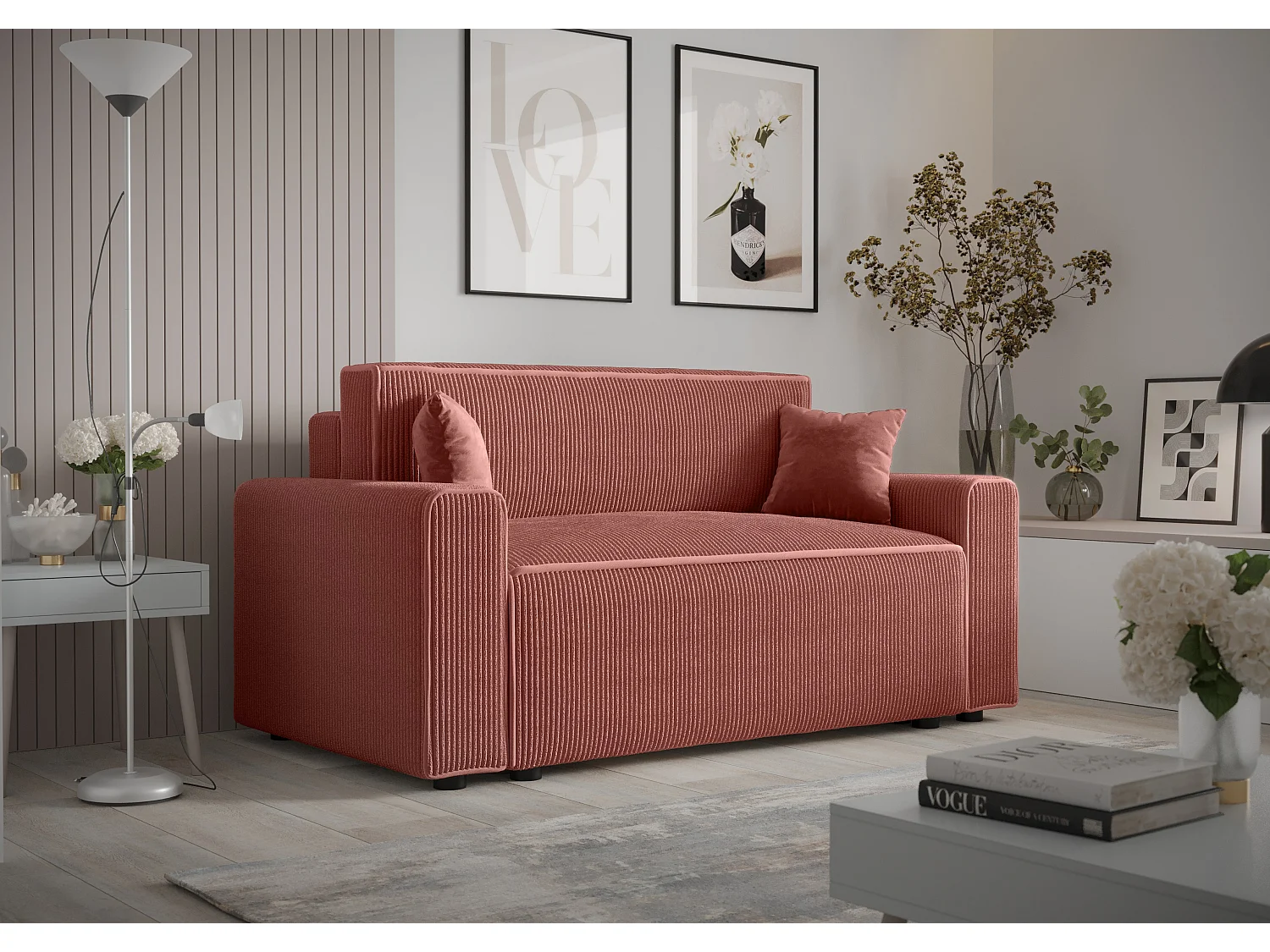Sofa mit Schlaffunktion - 2 Sitzer - Rosa - MIRI-BIS
