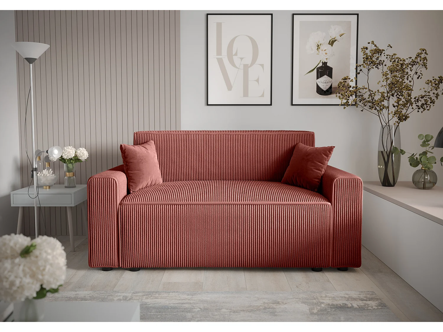 Sofa mit Schlaffunktion - 2 Sitzer - Rosa - MIRI-BIS