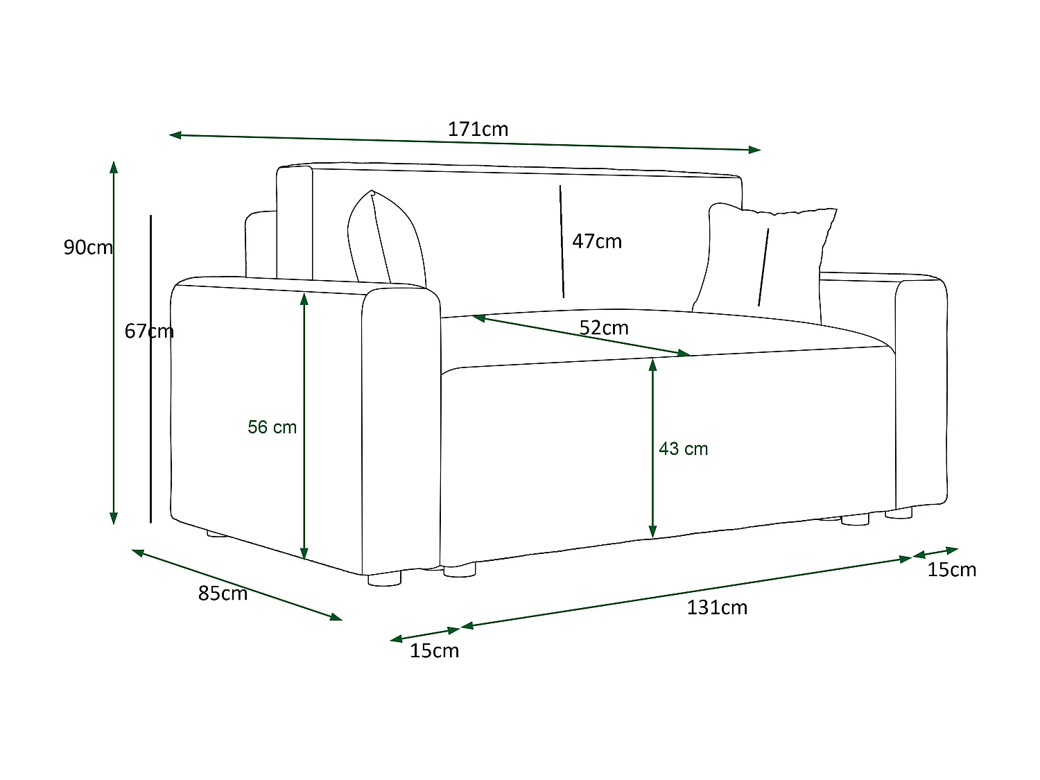 Sofa mit Schlaffunktion - 2 Sitzer - Rosa - MIRI-BIS
