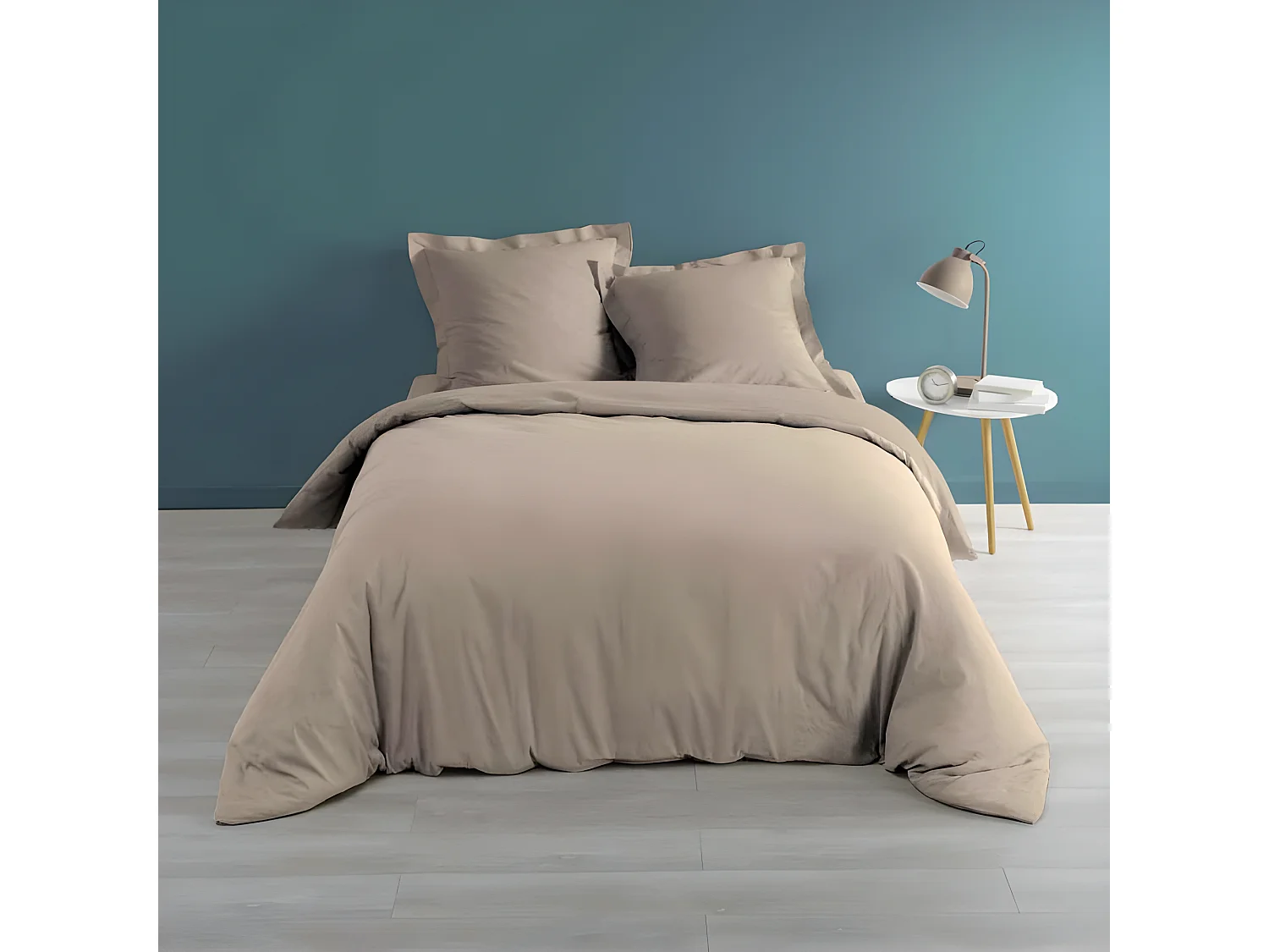 Bettbezug "Percaline" 260x240cm Natur 100% Baumwolle Unifarben Druckknöpfe