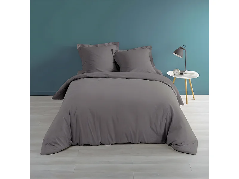 Capa de Edredão "Percaline" 240x220cm Antracite Algodão 78 fios/cm2 Liso Botões de Pressão