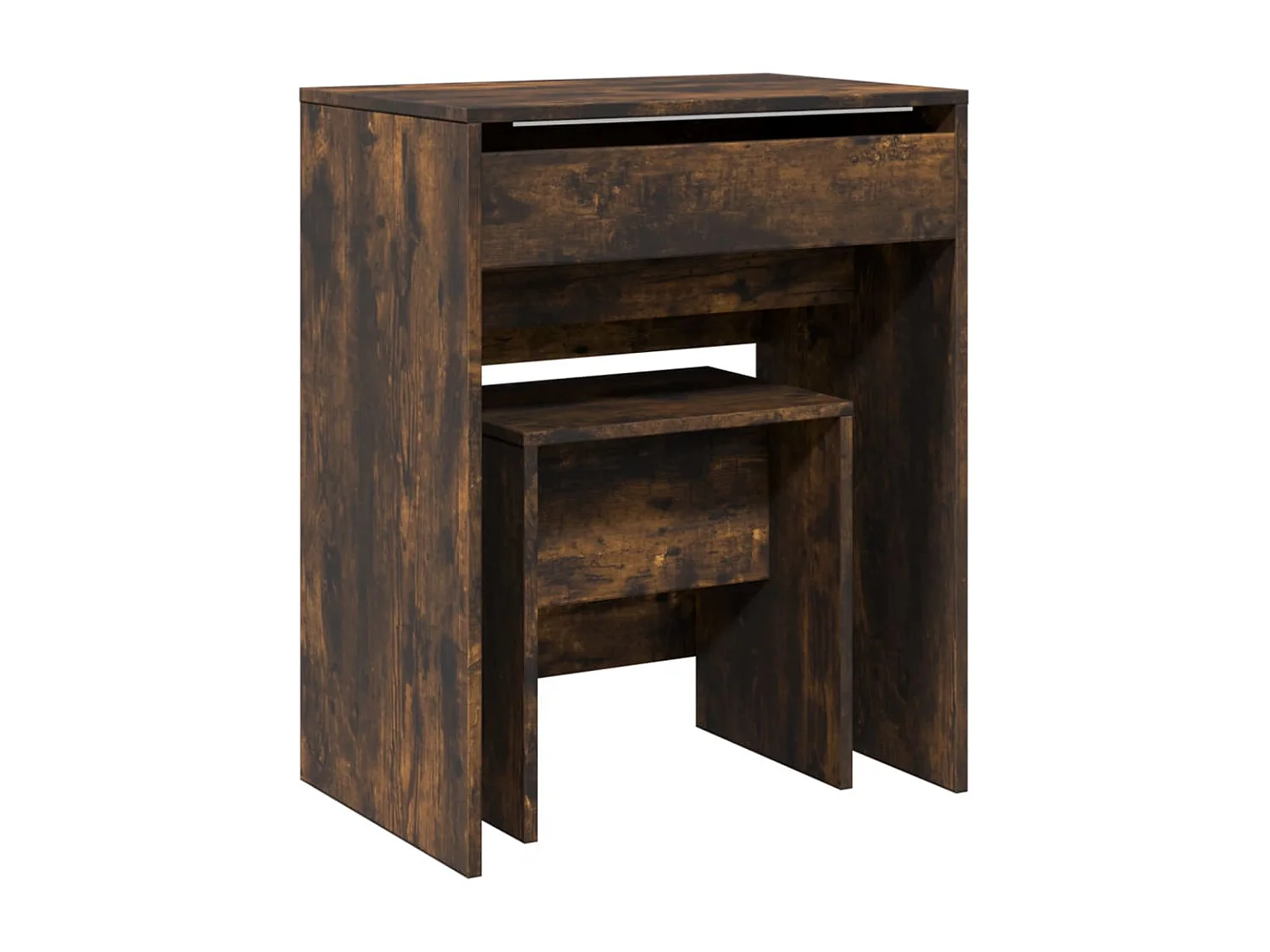 Coiffeuse et tabouret chêne fumé 60x40x113,5 cm