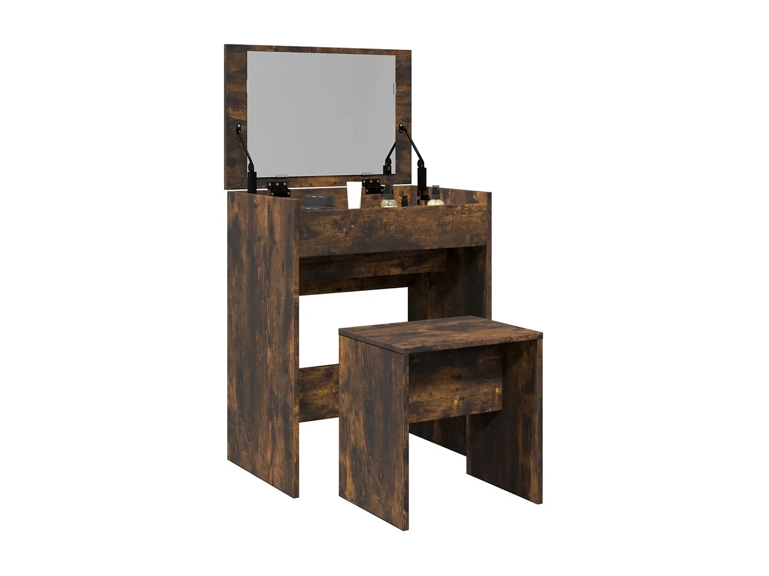 Coiffeuse et tabouret chêne fumé 60x40x113,5 cm