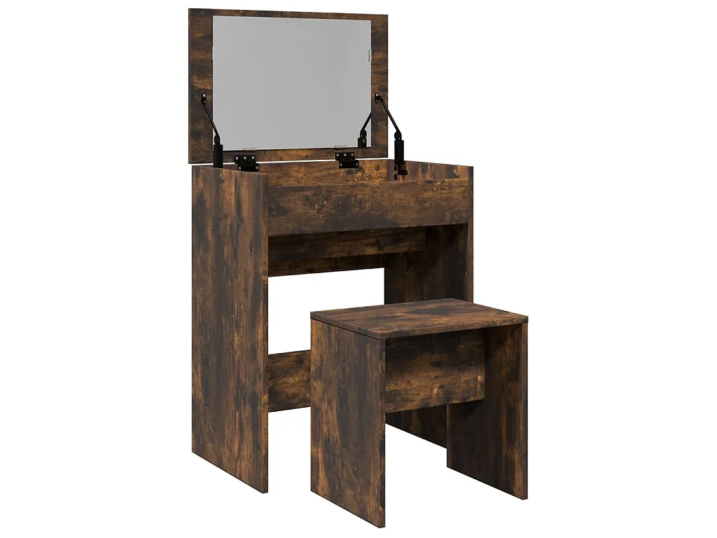 Coiffeuse et tabouret chêne fumé 60x40x113,5 cm