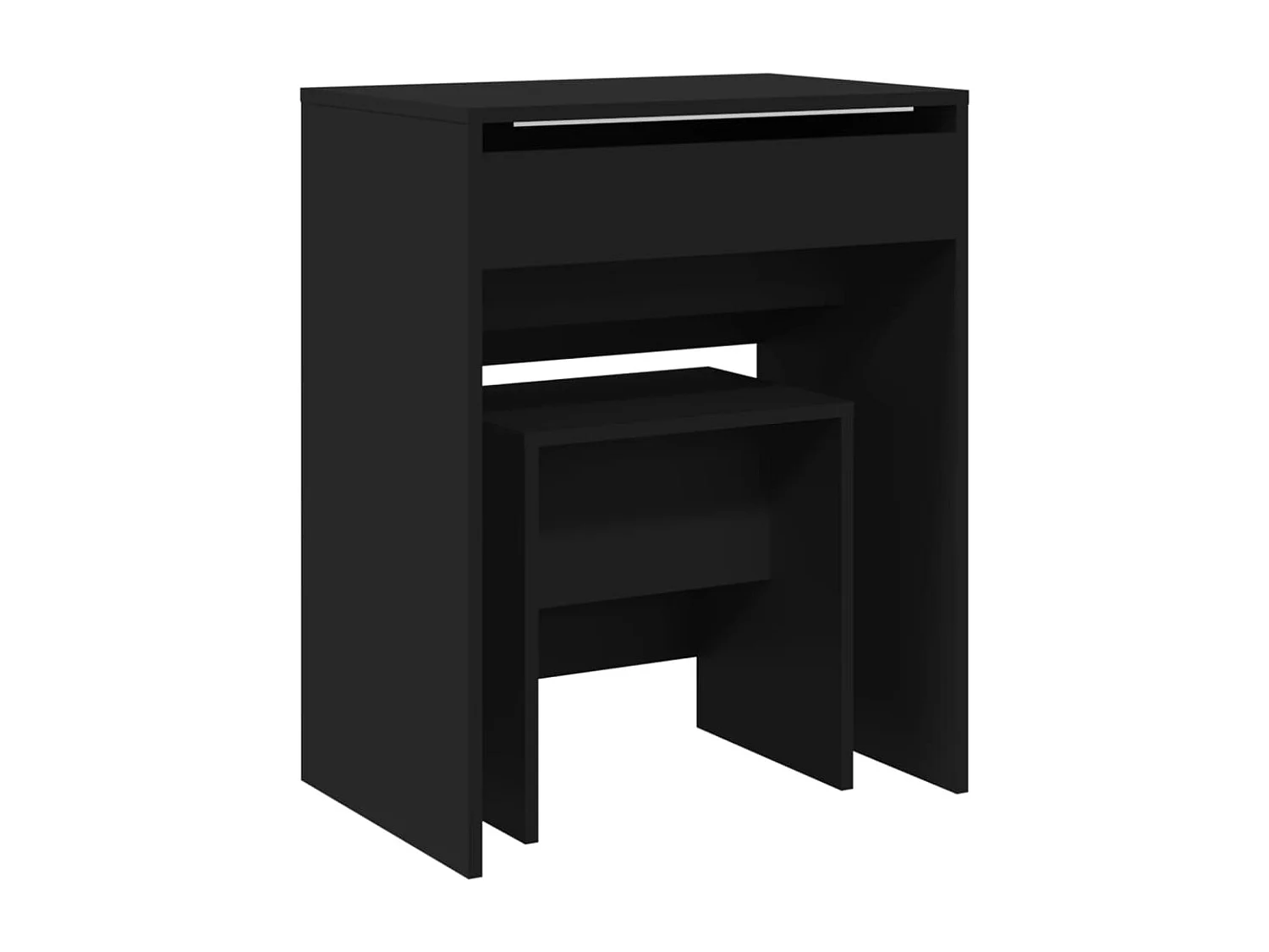 Tocador con taburete negro 60x40x113,5 cm