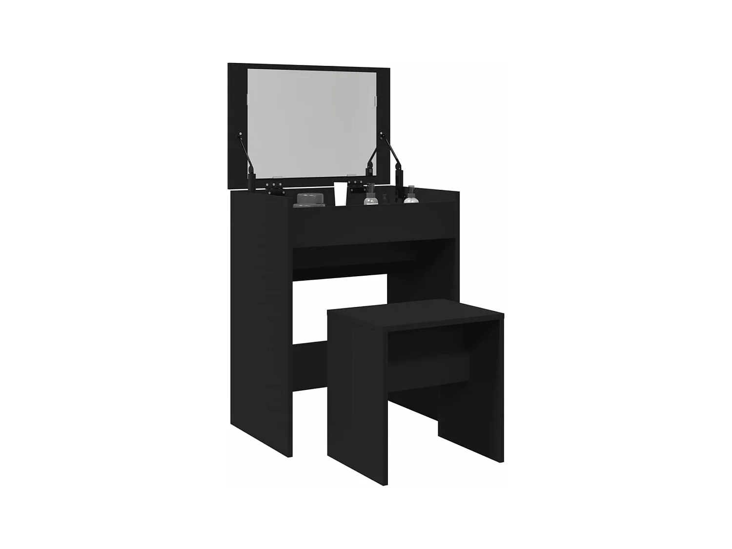 Toeletta e Sgabello Nero 60x40x113,5 cm