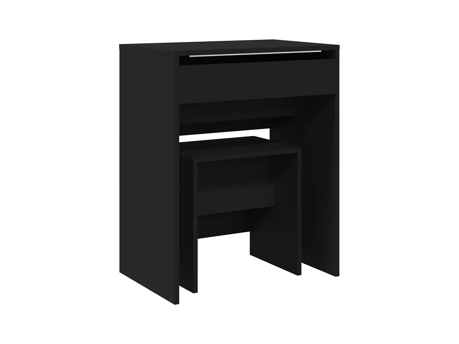 Kaptafel met krukje 60x40x113,5 cm zwart