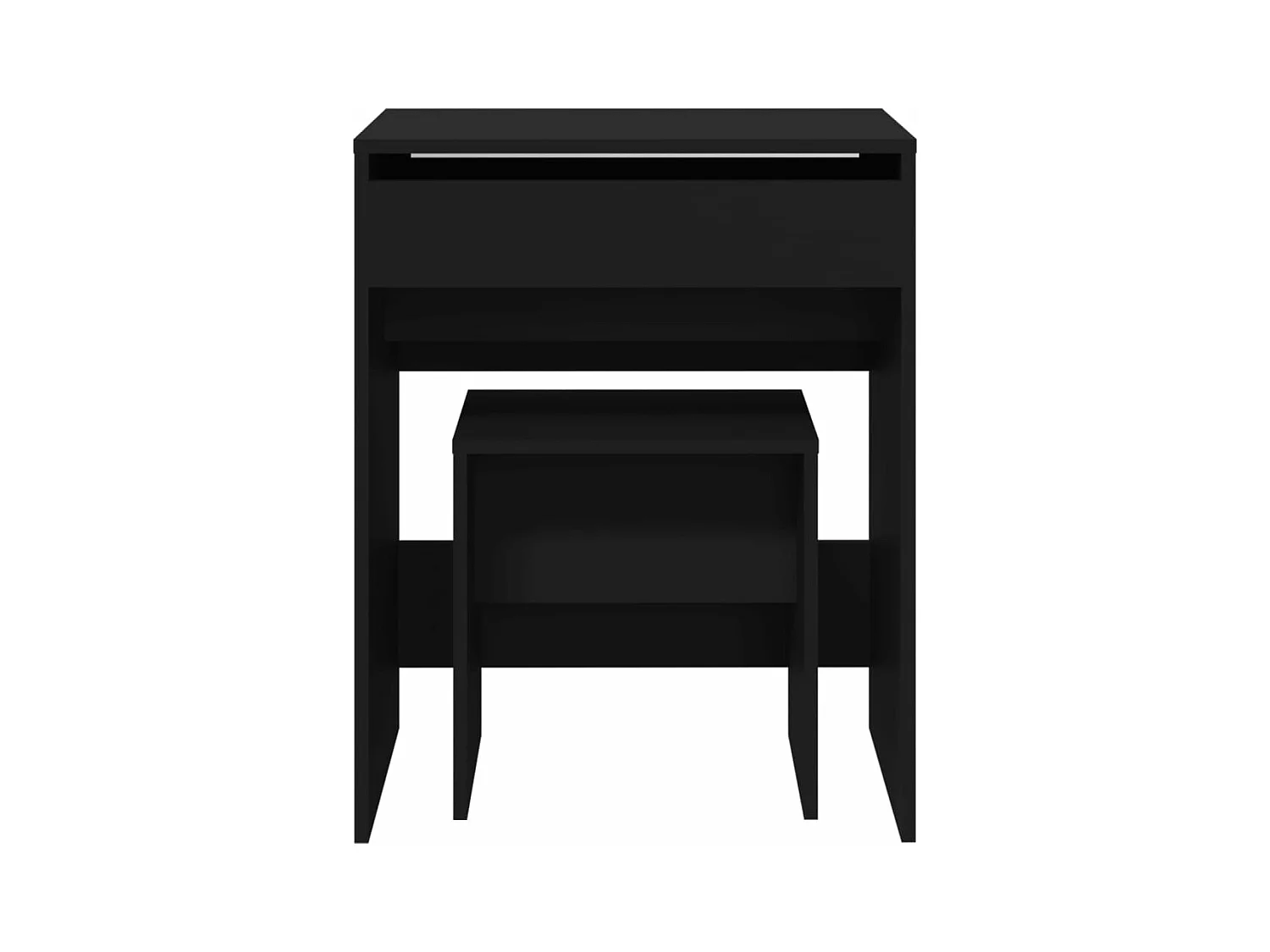 Kaptafel met krukje 60x40x113,5 cm zwart