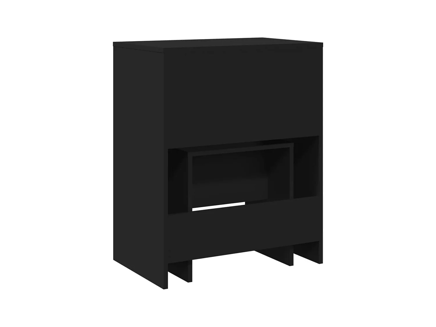Kaptafel met krukje 60x40x113,5 cm zwart