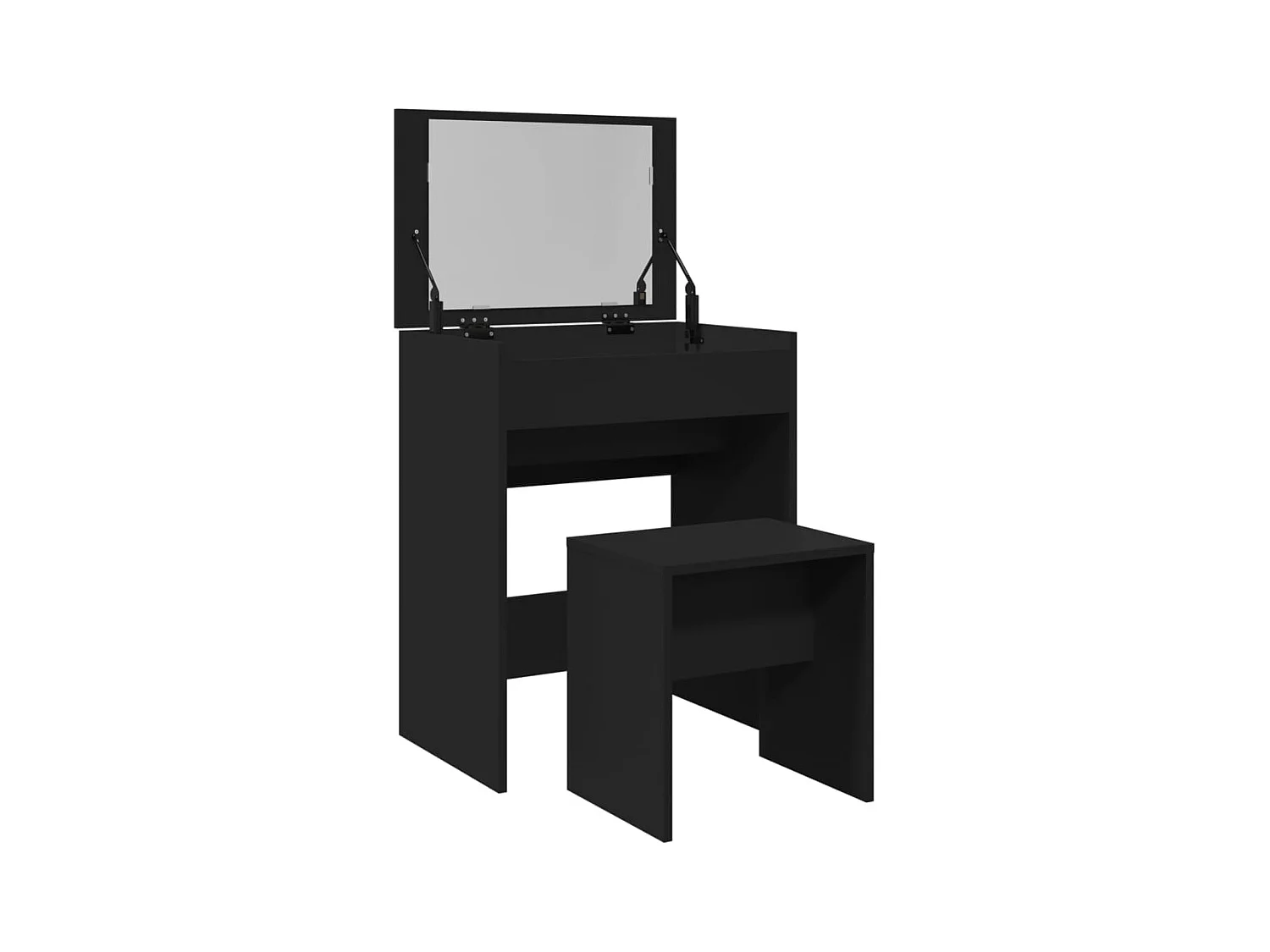 Kaptafel met krukje 60x40x113,5 cm zwart