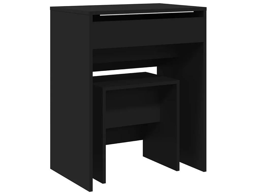 Toeletta e Sgabello Nero 60x40x113,5 cm