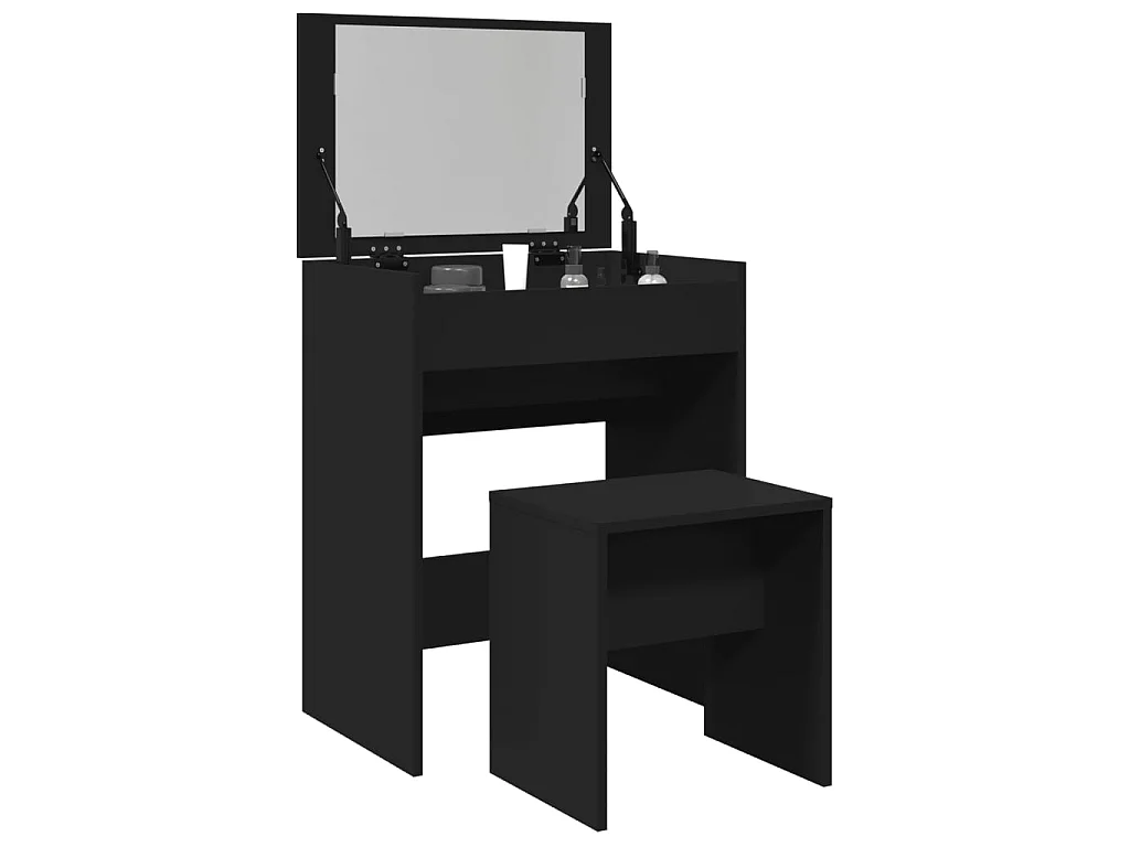 Toeletta e Sgabello Nero 60x40x113,5 cm