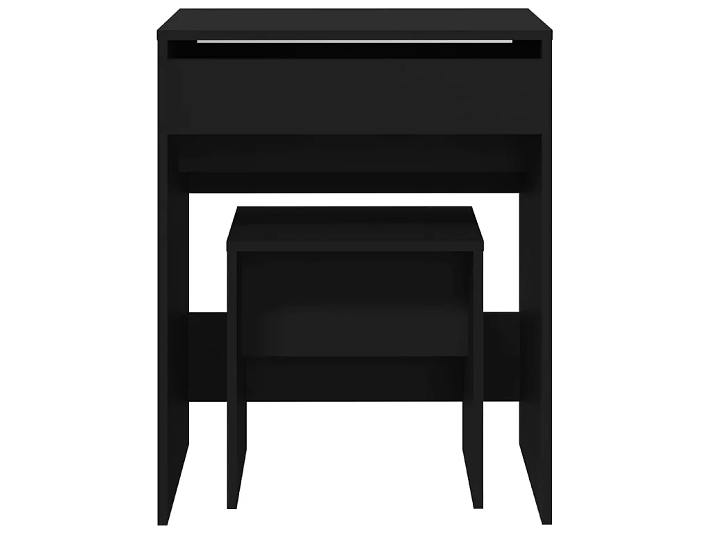 Toeletta e Sgabello Nero 60x40x113,5 cm