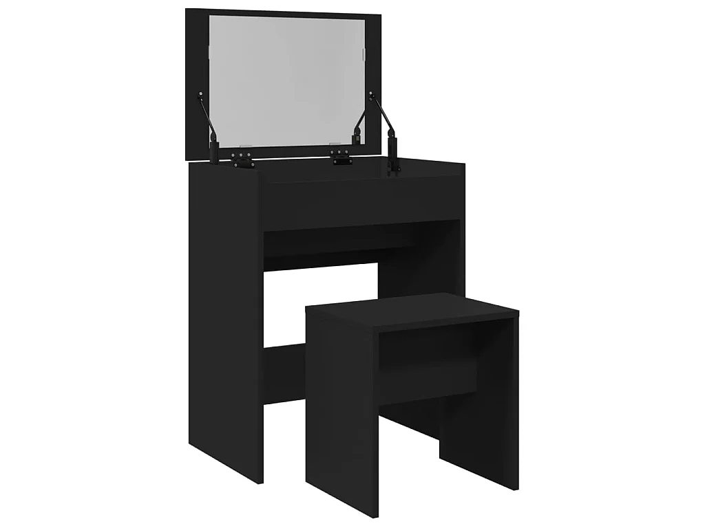 Toeletta e Sgabello Nero 60x40x113,5 cm
