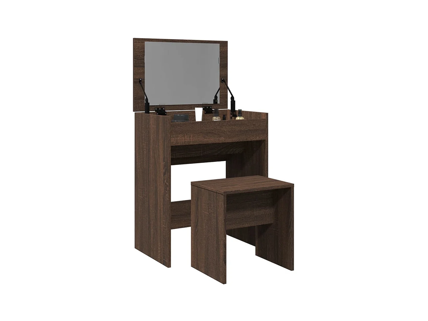 Coiffeuse et tabouret chêne marron 60x40x113,5 cm