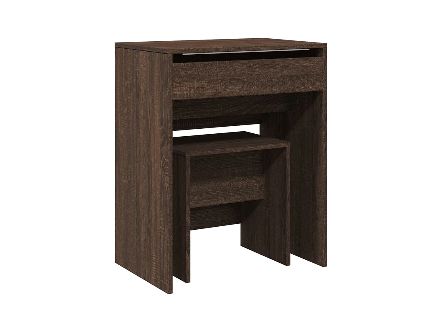Tocador con taburete marrón roble 60x40x113,5 cm