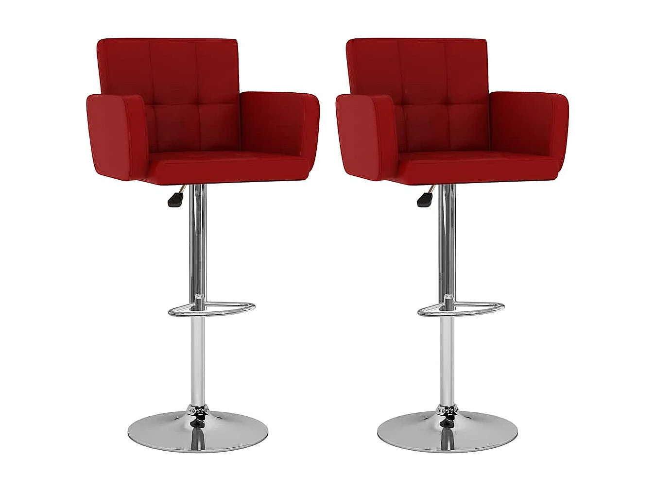 Tabourets de bar lot de 2 rouge bordeaux similicuir