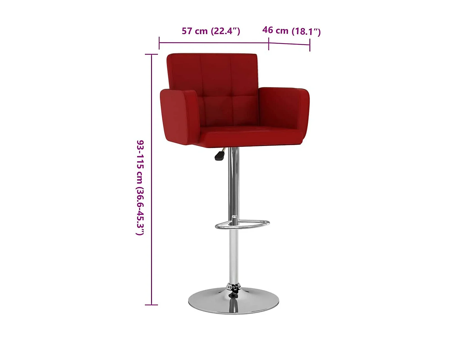 Tabourets de bar lot de 2 rouge bordeaux similicuir