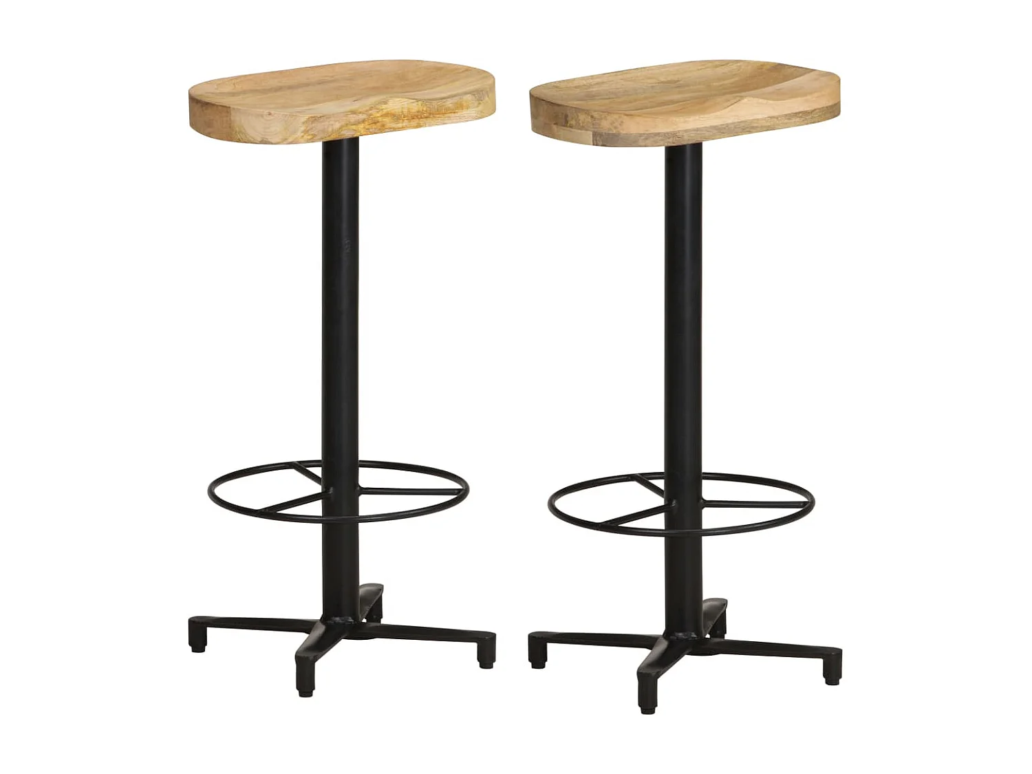 Barkrukken 2 st 76 cm massief mangohout