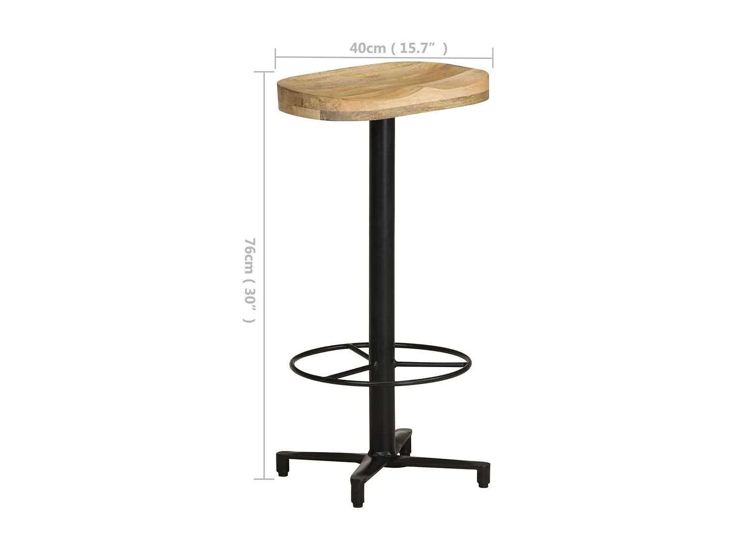 Barkrukken 2 st 76 cm massief mangohout