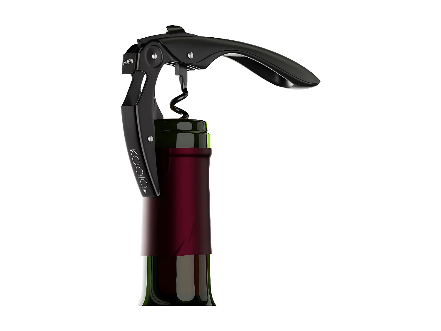 Cavatappi a doppia leva high tech nero con ingranaggio anti-usura e spirale in teflon