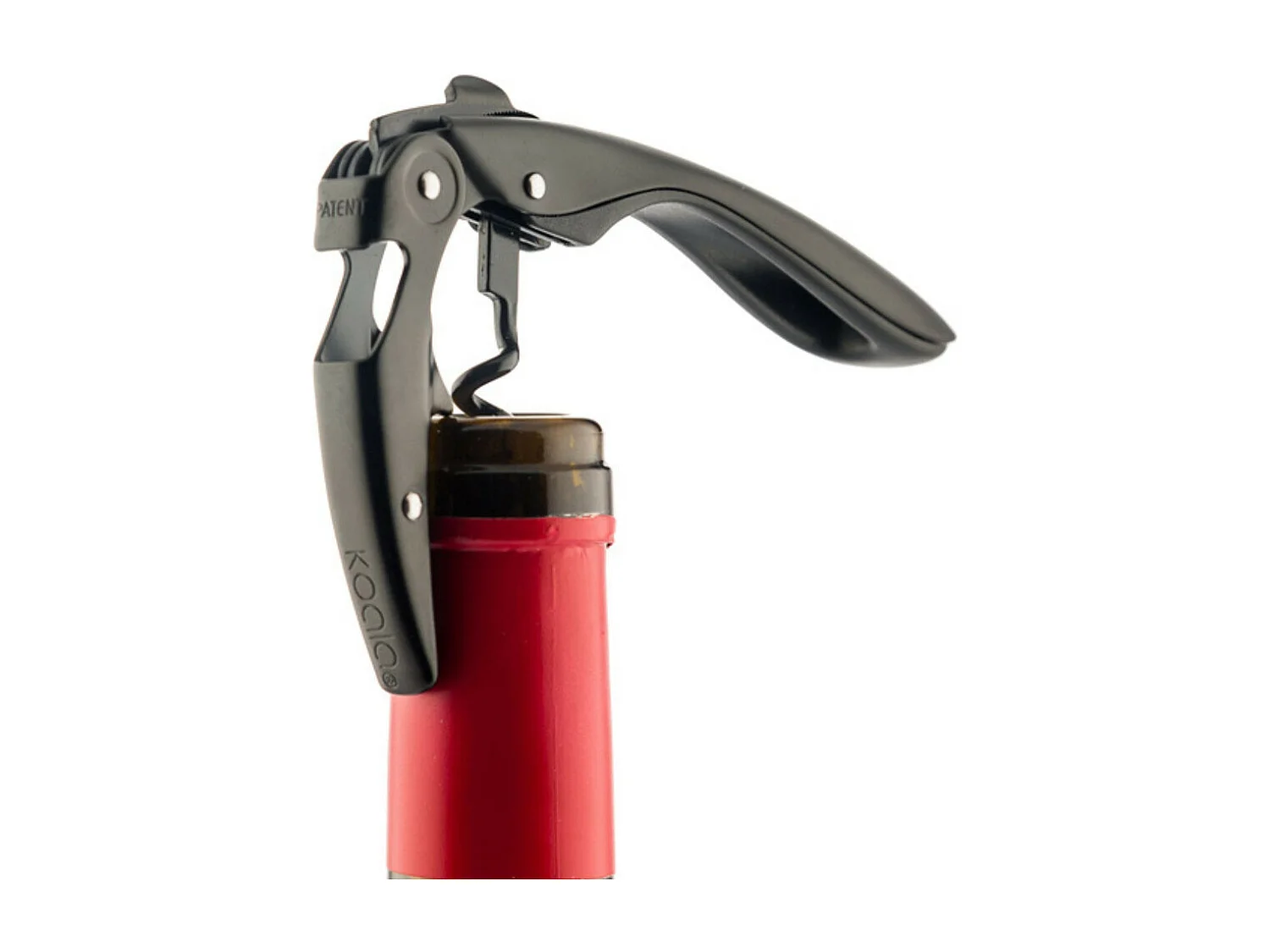 Cavatappi a doppia leva high tech nero con ingranaggio anti-usura e spirale in teflon