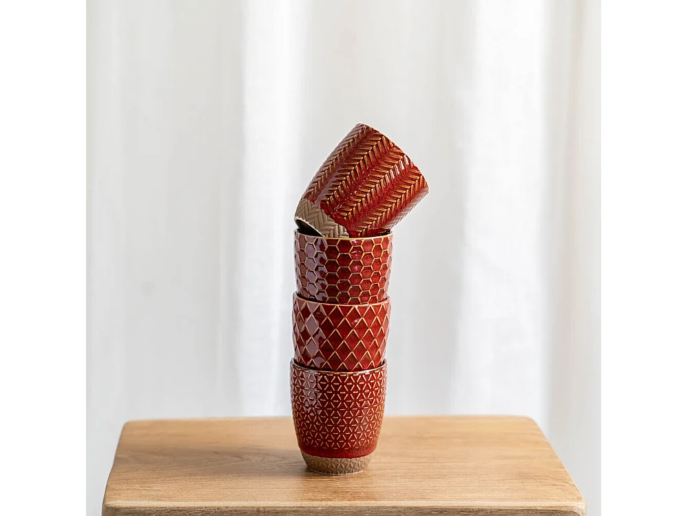 Coffret de 4 gobelets Jaspe Rouge 20 cl