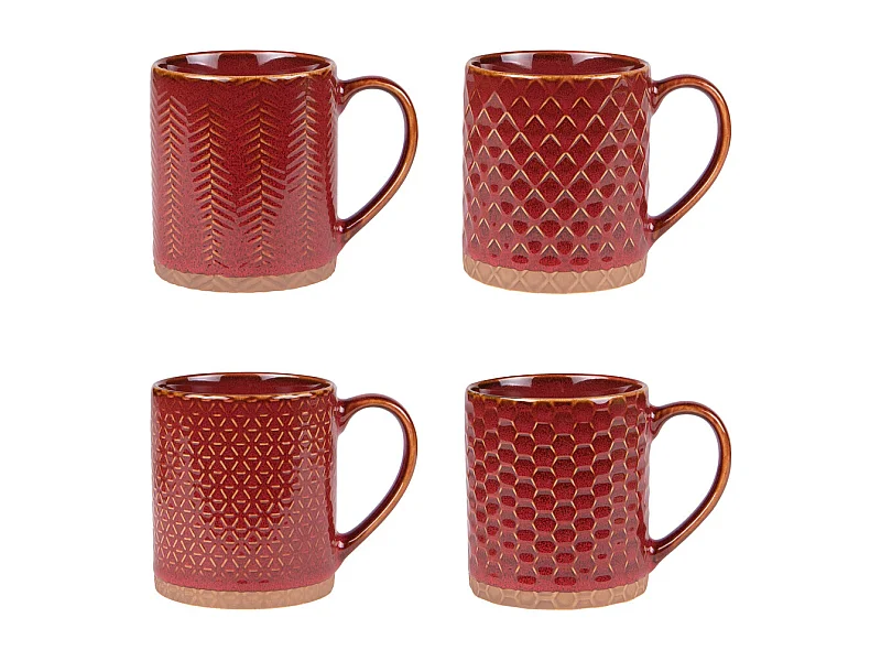 Coffret de 4 mugs Jaspe Rouge 35 cl