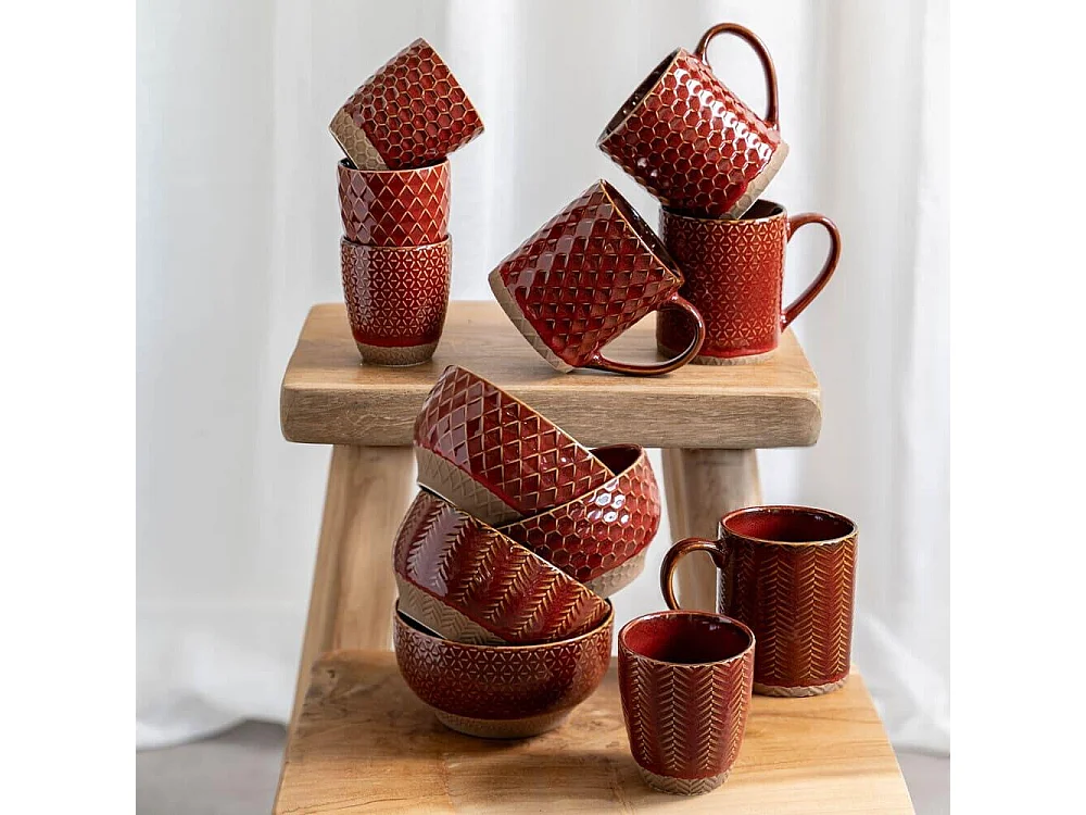 Coffret de 4 mugs Jaspe Rouge 35 cl