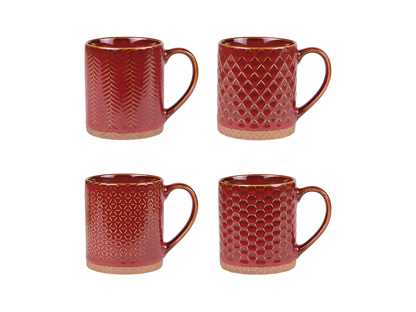 Coffret de 4 mugs Jaspe Rouge 35 cl