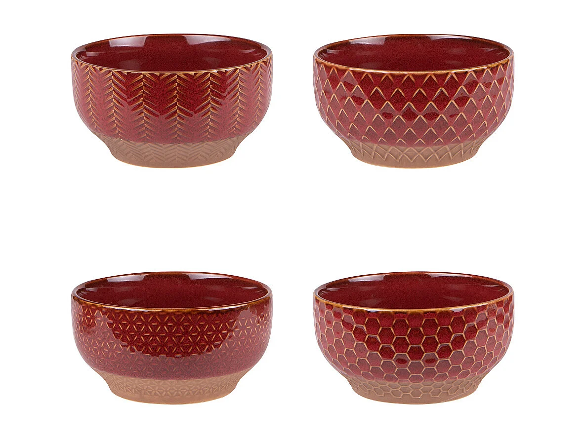 Coffret de 4 coupelles Jaspe Rouge 12 cm