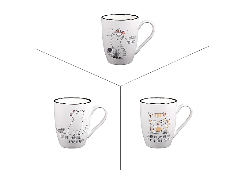 Tasse Funny Cat 23 cl (lot de 3)