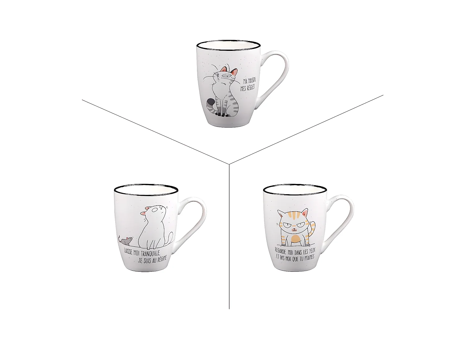 Tasse Funny Cat 23 cl (lot de 3)