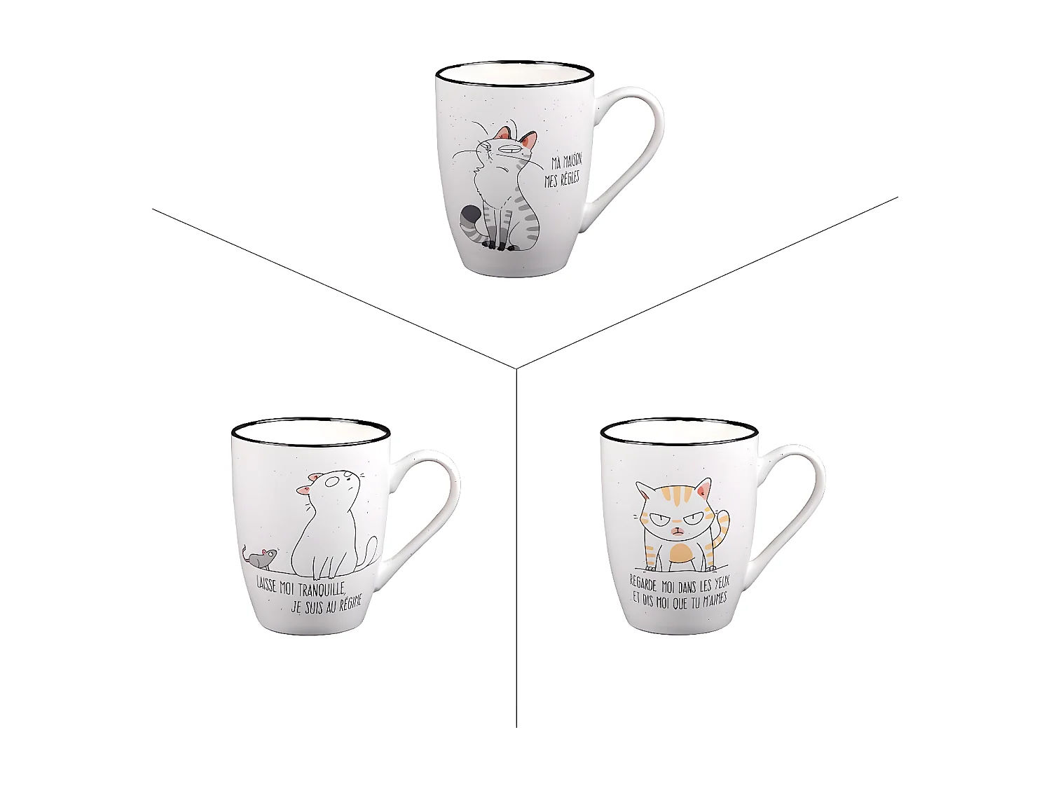 Tasse Funny Cat 23 cl (lot de 3)