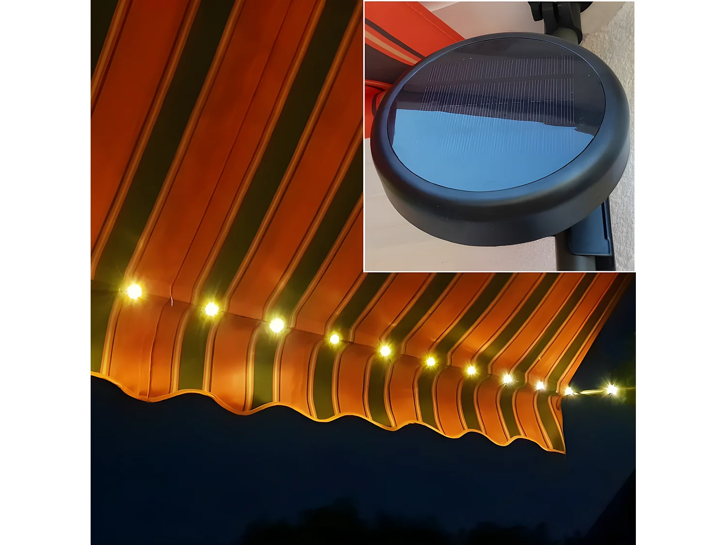 Store banne 300x150 cm avec éclairage led et manivelle