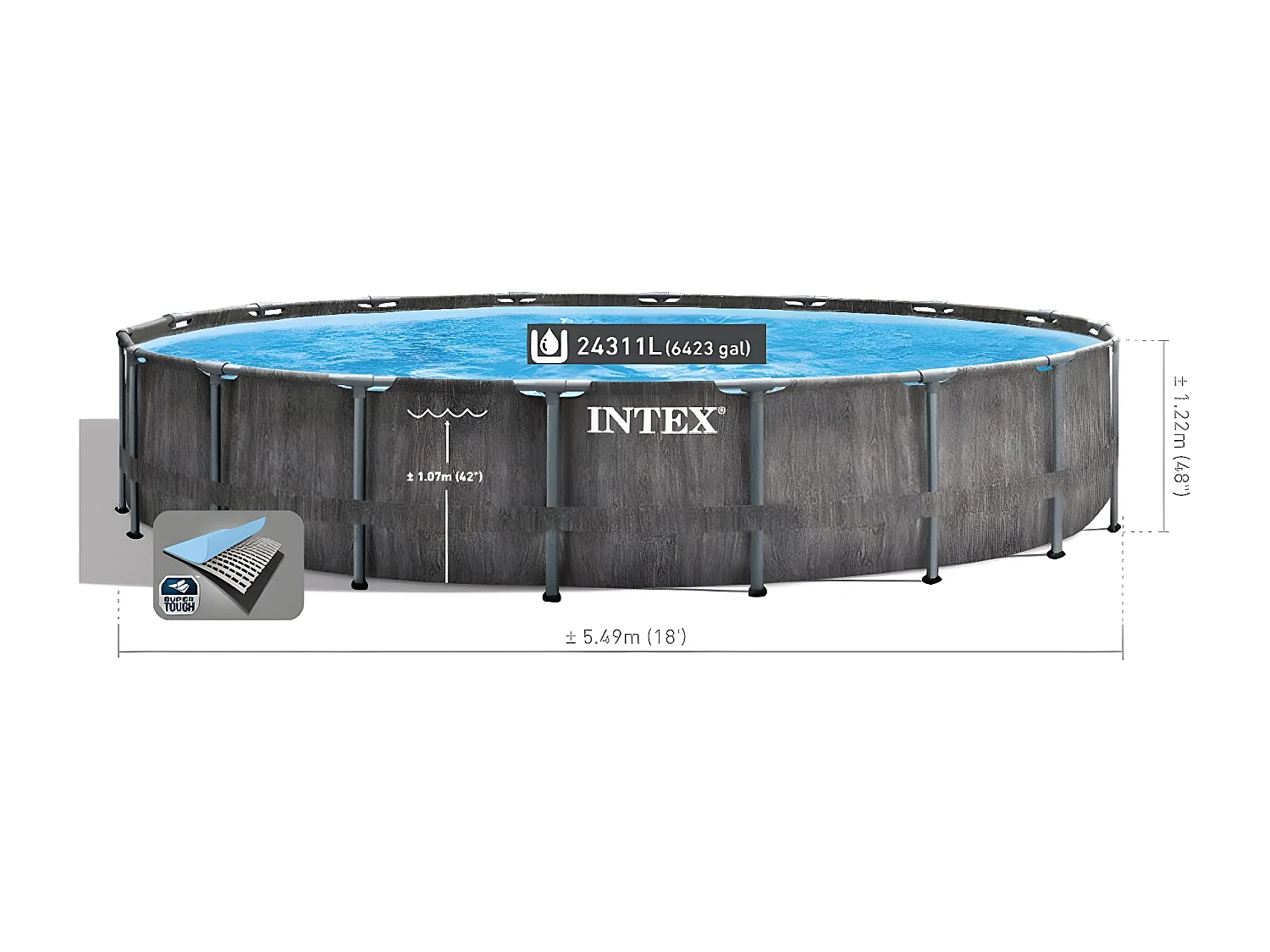 Piscine tubulaire Baltik ronde 5,49 x 1,22 m - Intex