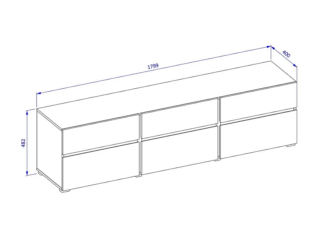 Meuble TV 180cm coloris blanc et noir collection HAVANA. Meuble design avec 3 portes et 3 tiroirs.