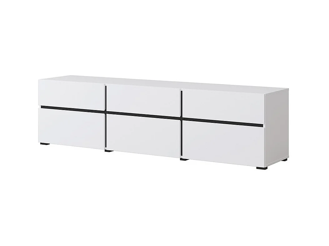 TV-meubel 180cm in wit en zwart uit de HAVANA collectie. Designmeubel met 3 deuren en 3 laden.