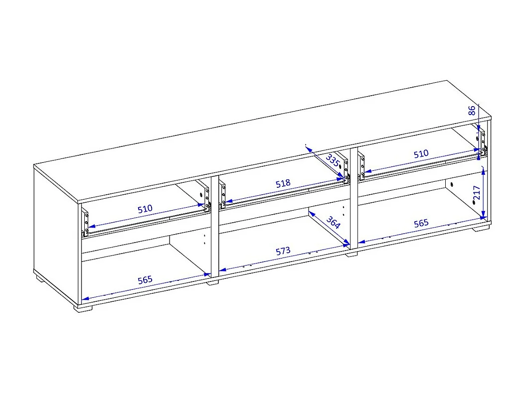 Meuble TV 180cm coloris blanc et noir collection HAVANA. Meuble design avec 3 portes et 3 tiroirs.
