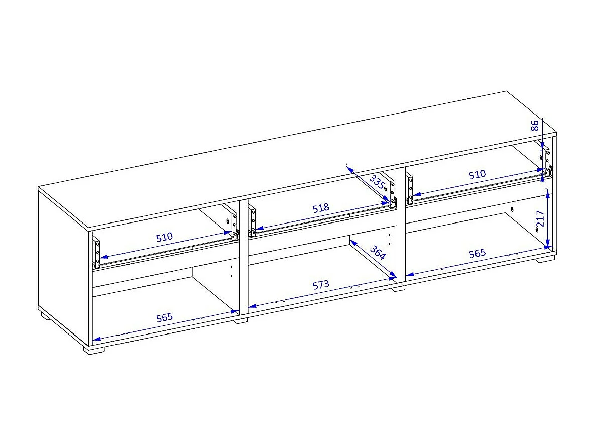 Meuble TV 180cm coloris chêne et noir collection HAVANA. Meuble design avec 3 portes et 3 tiroirs.