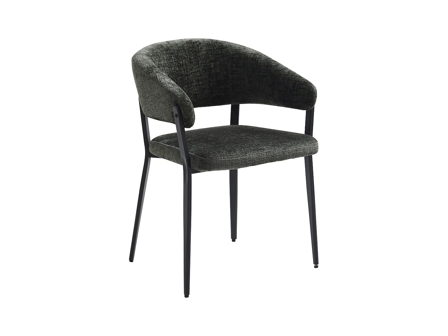 Set van 6 stoelen met armleuningen van stof en zwart metaal - Groen - AVRELA