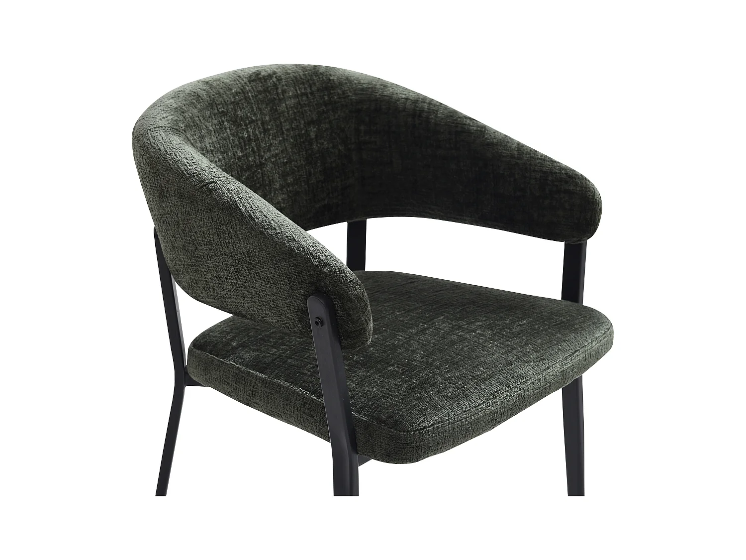 Set van 6 stoelen met armleuningen van stof en zwart metaal - Groen - AVRELA