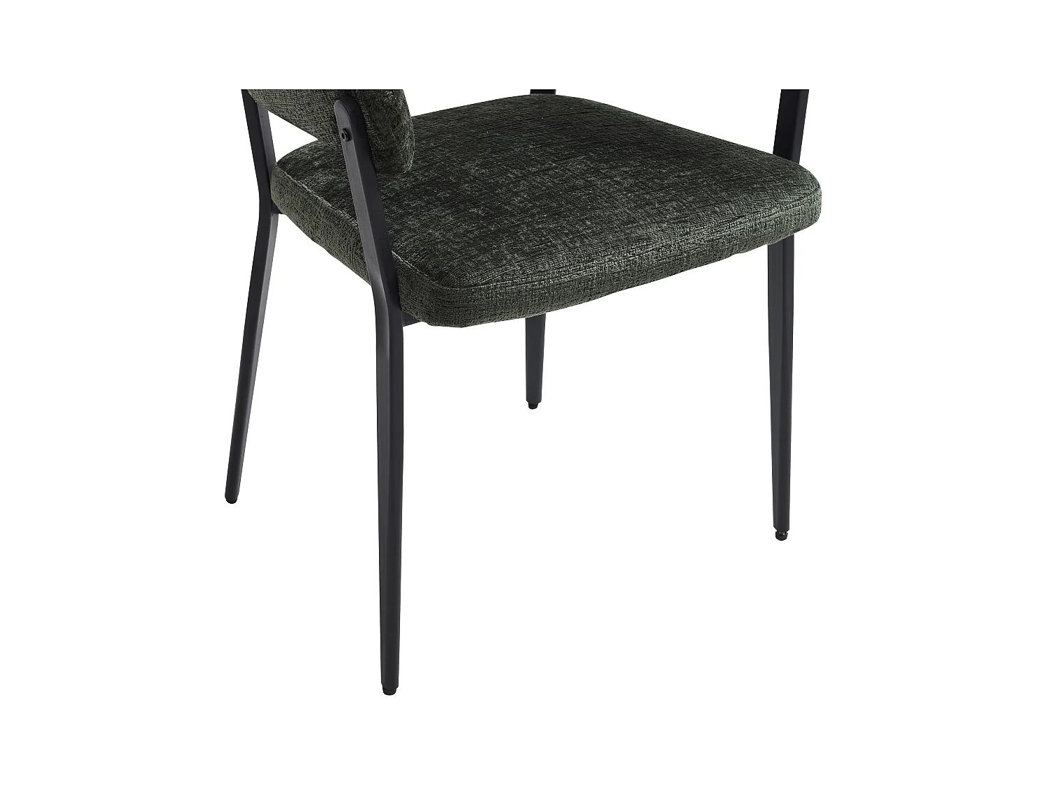 Set van 6 stoelen met armleuningen van stof en zwart metaal - Groen - AVRELA