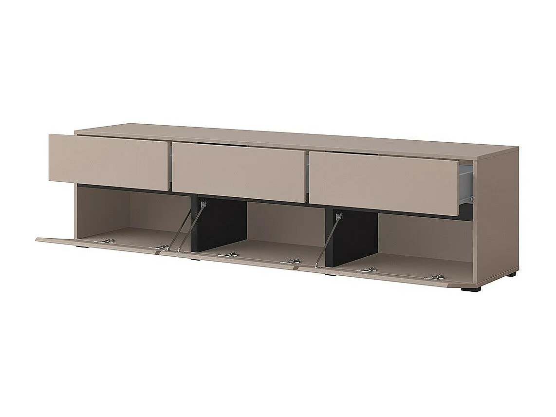 TV-meubel 180cm kleur beige en zwart collectie HAVANA. Design meubel met 3 deuren en 3 laden.