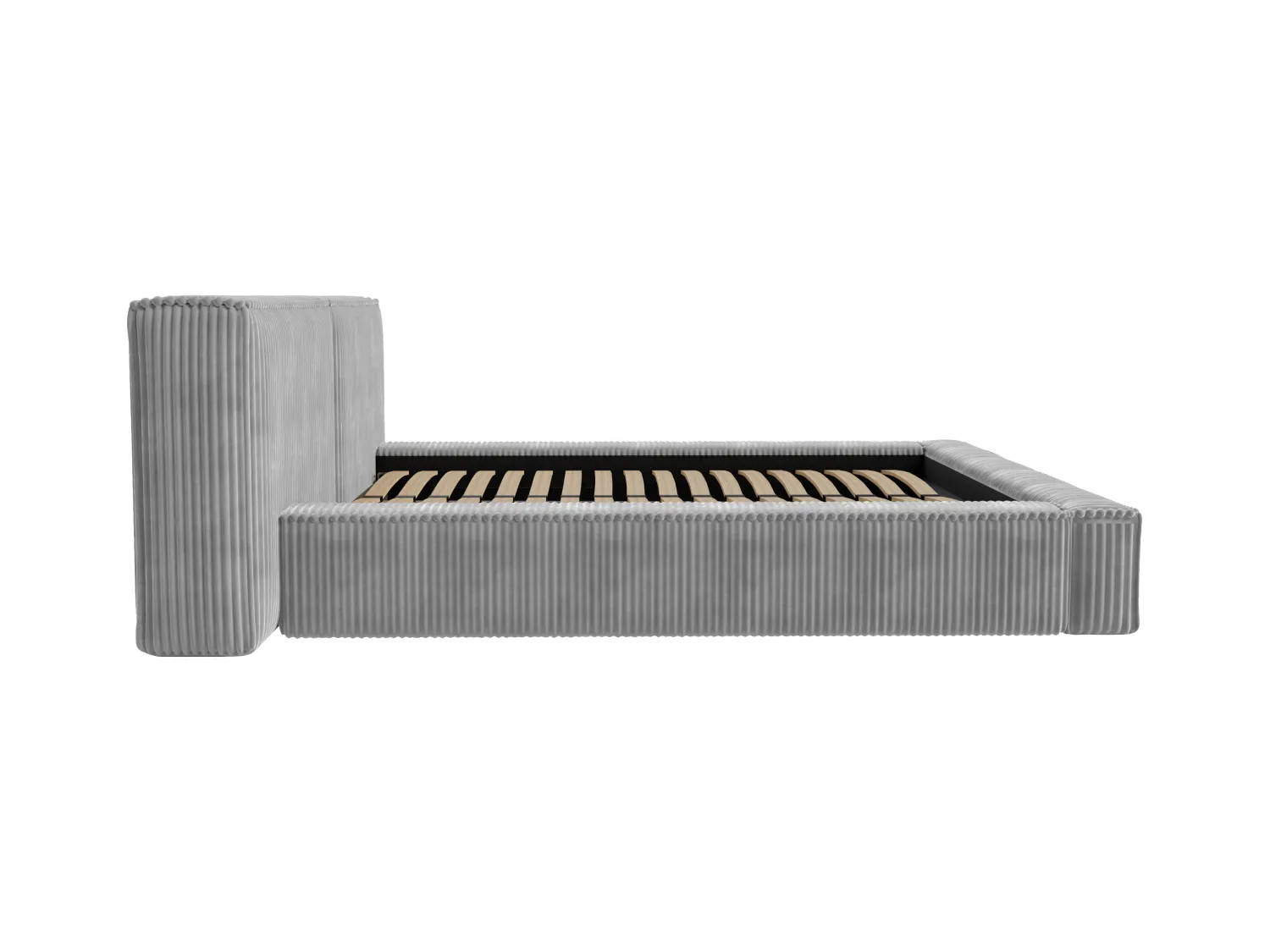 Seng med oppbevaringsplass 140 x 190 cm - Tykt kordfløyel - Lysegrå + Madrass - TIMANO fra Pascal Morabito