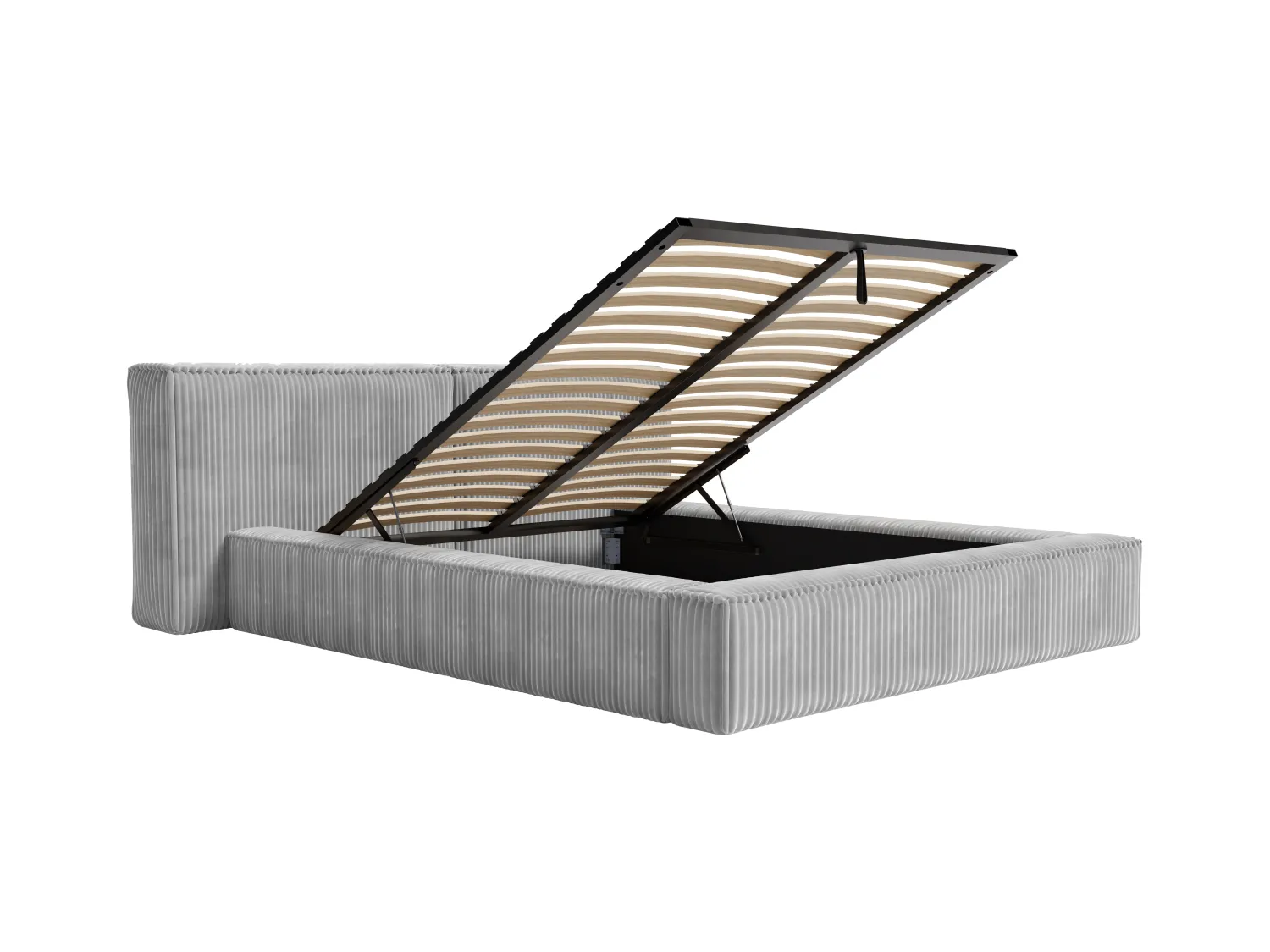 Seng med oppbevaringsplass 140 x 190 cm - Tykt kordfløyel - Lysegrå + Madrass - TIMANO fra Pascal Morabito