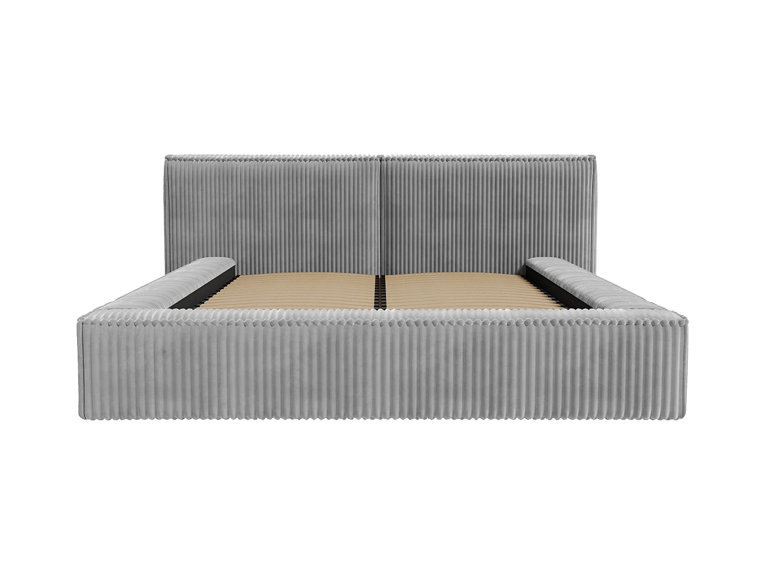 Cama com espaço de arrumação 180x200 cm veludo canelado grosso cinza-claro + colchão - TIMANO de Pascal Morabito